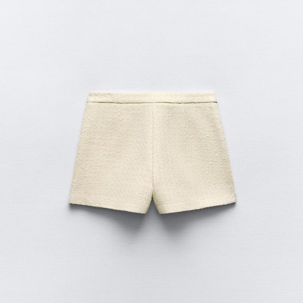 Zara 2024 Collection Ivory Textured Tweed Blazer Short Set - Picture 8 of 14